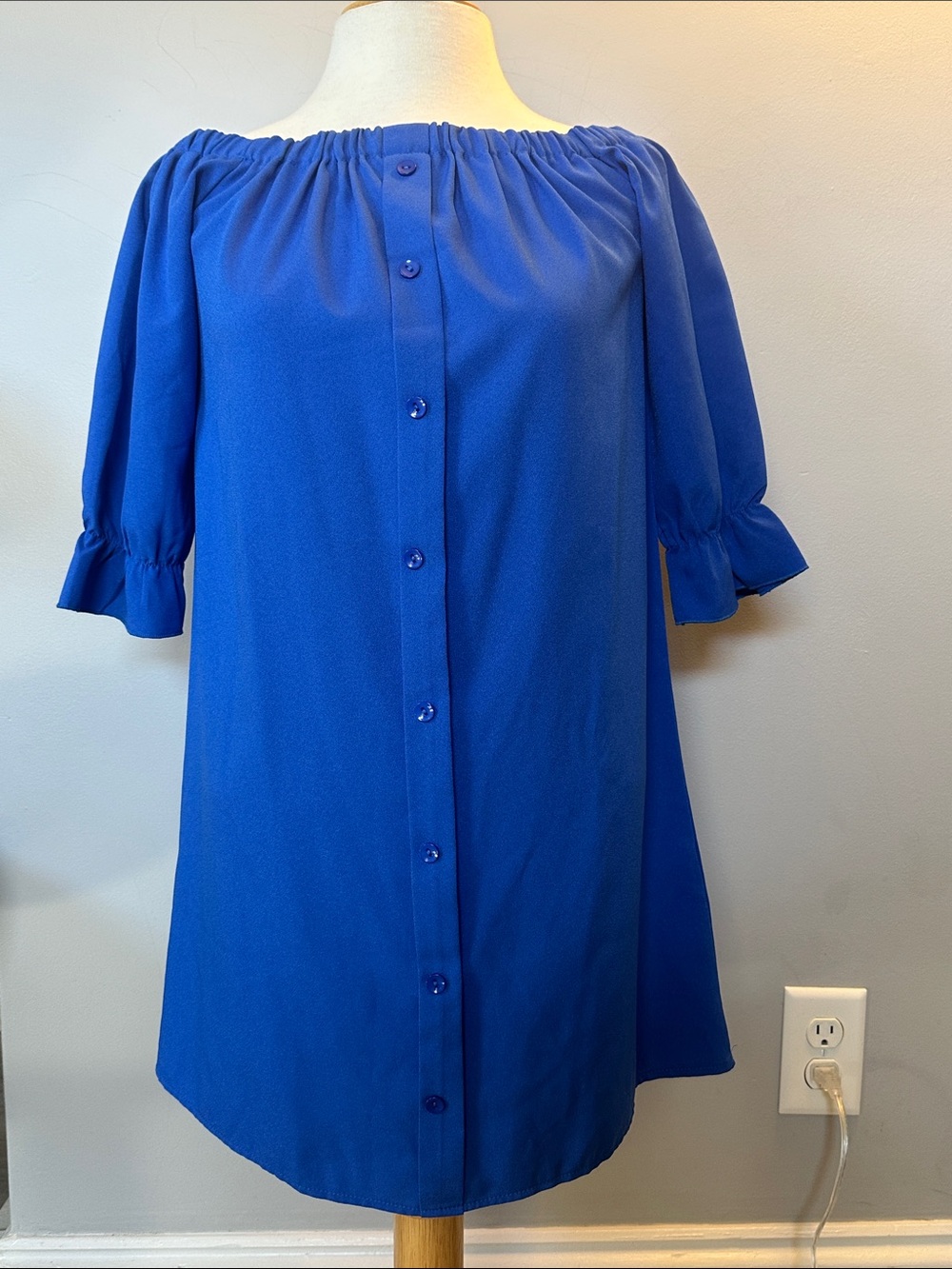 Royal Blue Off The Shoulder Short Dress